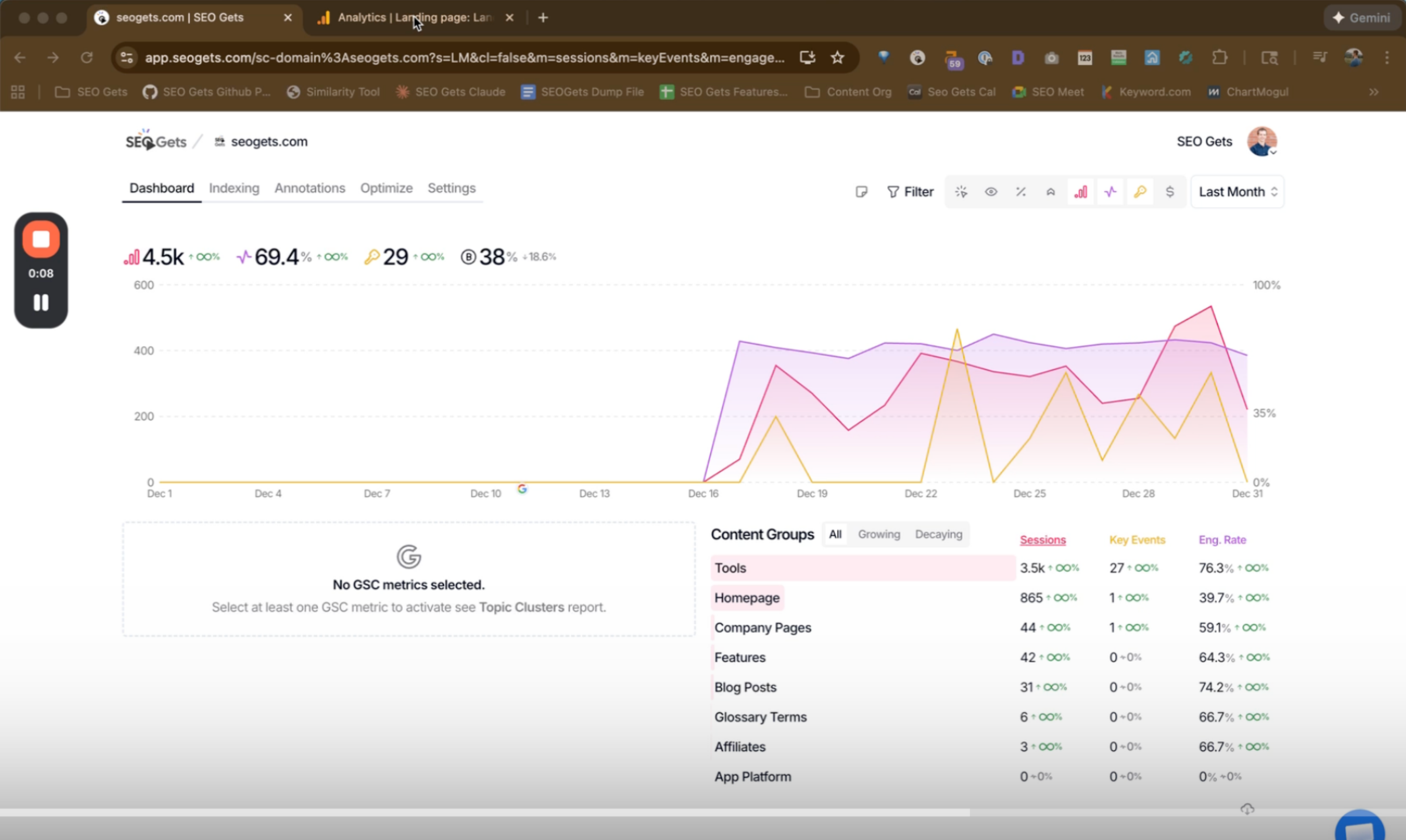 Why isn't SEO Gets data matching in GA4?